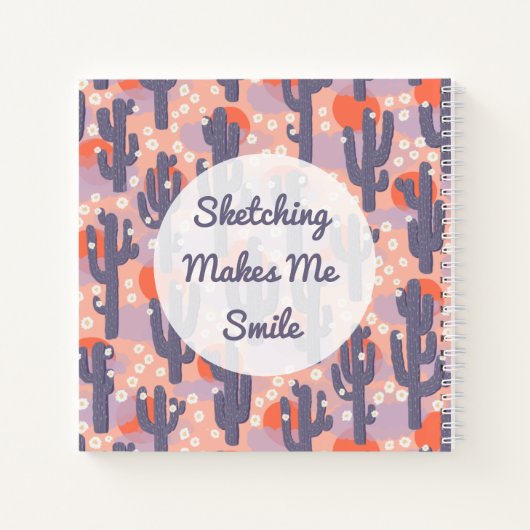 Sketchbook Modern Cactus Personalisiert Notizblock (Rückseite)