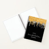 Sketchbook monogramm schwarzer gold silber Glitzer Notizblock (Innenseite)