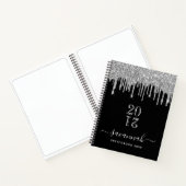 Sketchbook Monogramm schwarzer Silber Glitzer Jahr Notizblock (Innenseite)