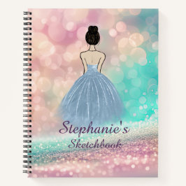 Sketchbook Pastel Gradient Glitter Rainbow Bokeh Notizblock