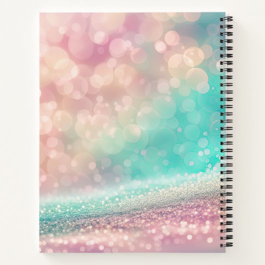 Sketchbook Pastel Gradient Glitter Rainbow Bokeh Notizblock (Rückseite)
