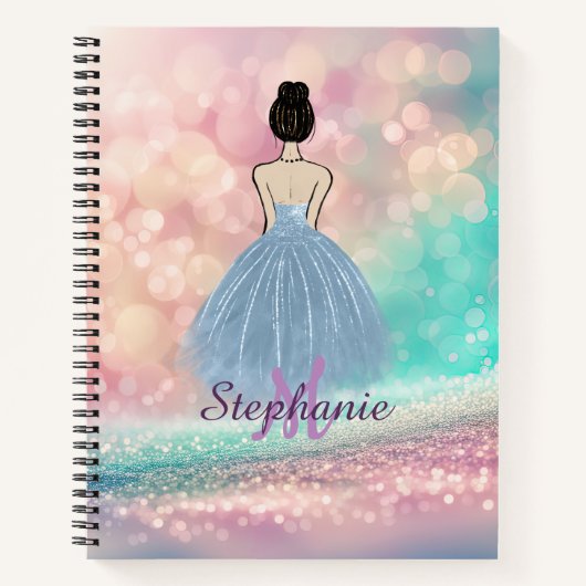 Sketchbook Pastel Gradient Glitter Rainbow Bokeh Notizblock (Vorderseite)