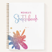 Sketchbook Rainbow Glitzer Spritzer Notizblock (Vorderseite)