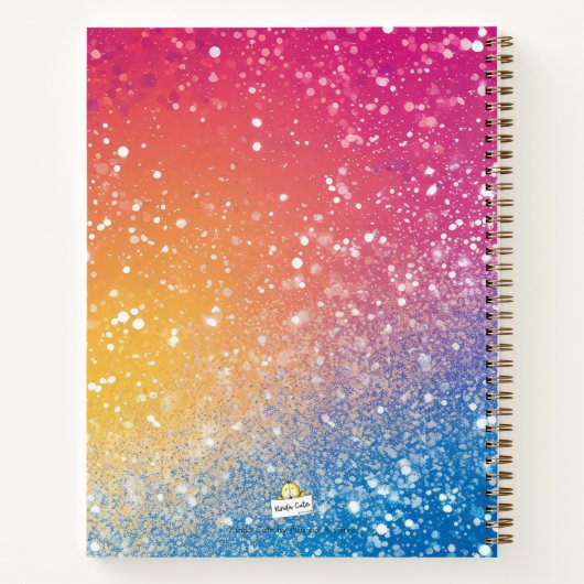 Sketchbook Rainbow Glitzer Spritzer Notizblock (Rückseite)
