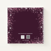 Sketchbook Rosa bordeauxrote Blume Glitzer Notizblock (Rückseite)