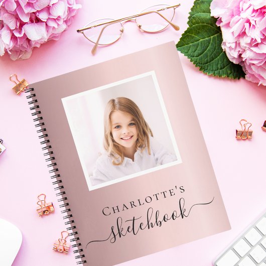 Sketchbook Rosa Foto Kinder Typografie Notizblock