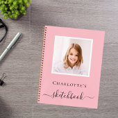 Sketchbook Rosa Foto Kinder Typografie Notizblock