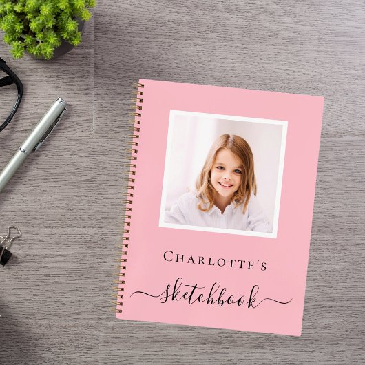 Sketchbook Rosa Foto Kinder Typografie Notizblock