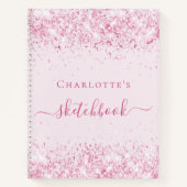 Sketchbook-Rosa-Glitzer-Namenskript Notizblock (Vorderseite)