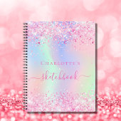 Sketchbook Rosa holografischer Einhornname Notizblock