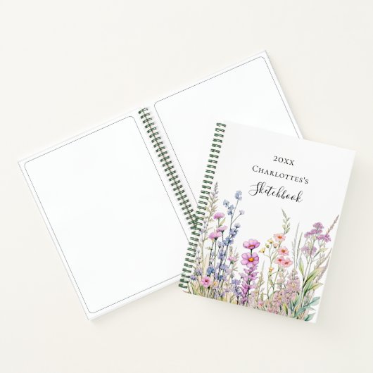 Sketchbook Rosa lila blaue Wildblumen Notizblock (Innenseite)