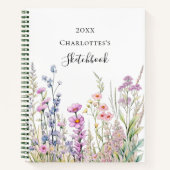 Sketchbook Rosa lila blaue Wildblumen Notizblock (Vorderseite)