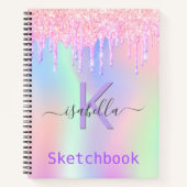 Sketchbook Rosa lila Glitzer iridesname Notizblock (Vorderseite)