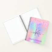 Sketchbook Rosa lila Glitzer iridesname Notizblock (Innenseite)