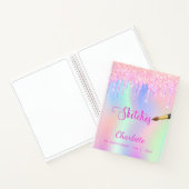 Sketchbook Rosa lila Glitzer Tropfen holografisch Notizblock (Innenseite)