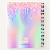 Sketchbook Rosa lila Glitzer Tropfen holografisch Notizblock (Rückseite)