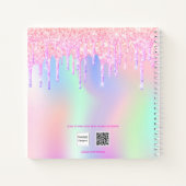 Sketchbook Rosa lila Glitzer Tropfen holografisch Notizblock (Rückseite)
