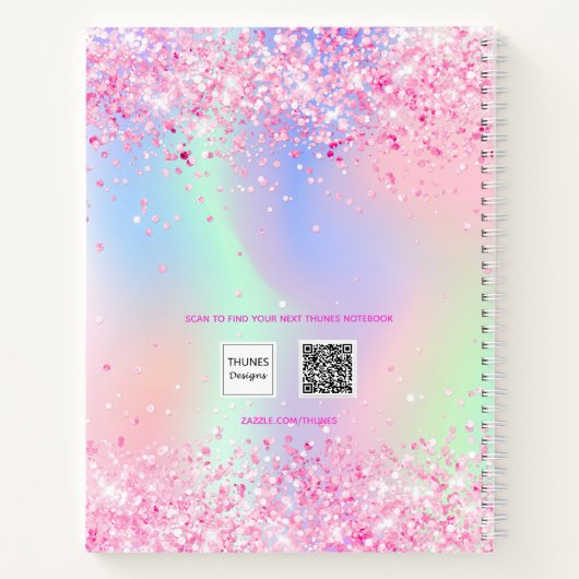 Sketchbook Rosa lila Holografin Notizblock (Rückseite)