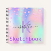 Sketchbook Rosa lila holografische Diamantenbezeic Notizblock (Vorderseite)