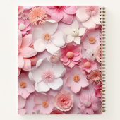 Sketchbook Rosa weiße Blume Namenskript Notizblock (Rückseite)
