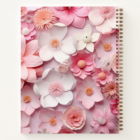 Sketchbook Rosa weiße Blume Namenskript Notizblock (Rückseite)