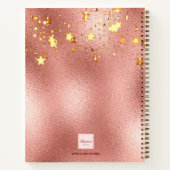 Sketchbook Rose Gold Blume Bordeaux Monogramm Notizblock (Rückseite)
