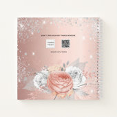 Sketchbook Rose Gold Blume Silber Glitzern Notizblock (Rückseite)