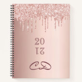 Sketchbook Rose Gold Glitzer Monogramm Initialen Notizblock (Vorderseite)