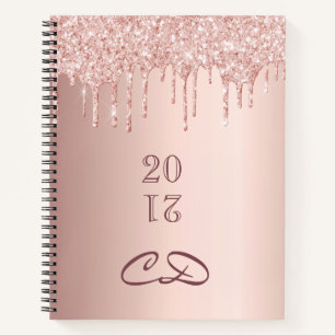 Sketchbook Rose Gold Glitzer Monogramm Initialen Notizblock