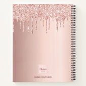 Sketchbook Rose Gold Glitzer Monogramm Initialen Notizblock (Rückseite)