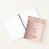 Sketchbook Rose Gold Glitzer Monogramm Initialen Notizblock (Innenseite)