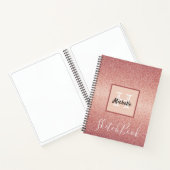 Sketchbook Rose Gold Glitzer Monogramm Notizblock (Innenseite)