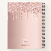 Sketchbook Rose Gold Glitzer Rosa Monogramm-Skript Notizblock (Rückseite)