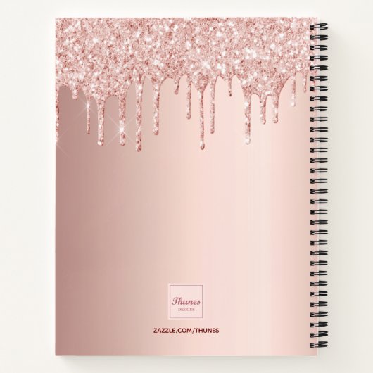 Sketchbook Rose Gold Glitzer Rosa Monogramm-Skript Notizblock (Rückseite)