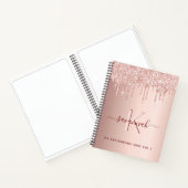 Sketchbook Rose Gold Glitzer Rosa Monogramm-Skript Notizblock (Innenseite)