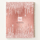 Sketchbook Rose Gold Glitzer Tropfen Monogramm Notizblock (Rückseite)