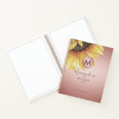 Sketchbook Rose Gold Sunflower Monogram Notizblock (Innenseite)