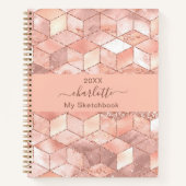 Sketchbook Rose Goldwürfel Marmorname Glitzer Notizblock (Vorderseite)
