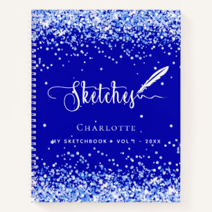 Sketchbook royblau Konfetti Namensschrift Notizblock