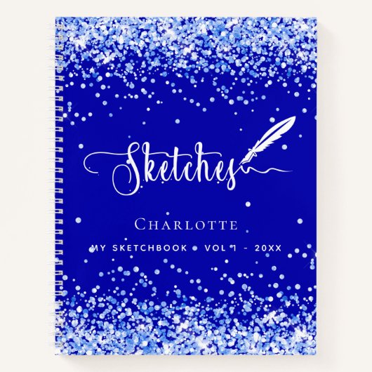 Sketchbook royblau Konfetti Namensschrift Notizblock (Vorderseite)