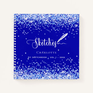 Sketchbook Royblau-Namensskript Notizblock