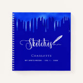 Sketchbook royblue paint dripping name script notizblock (Vorderseite)