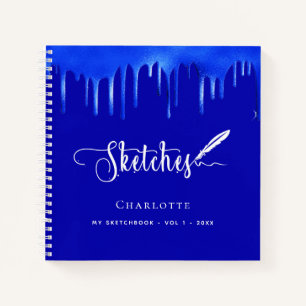 Sketchbook royblue paint dripping name script notizblock