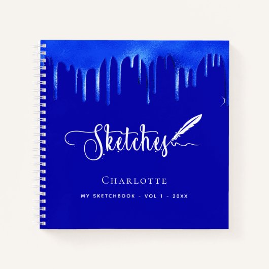 Sketchbook royblue paint dripping name script notizblock (Vorderseite)