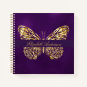 Sketchbook Schmetterling lila Goldname Notizblock (Vorderseite)