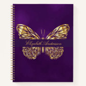 Sketchbook Schmetterling lila Goldname Notizblock (Vorderseite)