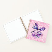 Sketchbook Schmetterling Rosa violette Blumen Notizblock (Innenseite)