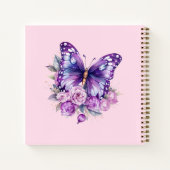 Sketchbook Schmetterling Rosa violette Blumen Notizblock (Rückseite)