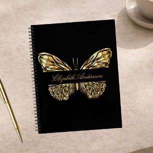 Sketchbook Schmetterling Schwarz Gold eleganter Na Notizblock