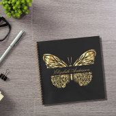 Sketchbook Schmetterling Schwarz Gold eleganter Na Notizblock